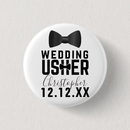 Tuxedo Wedding Usher Brautparty Button (Vorderseite)