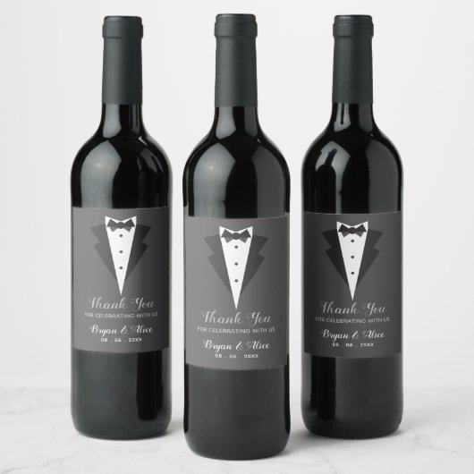 Tuxedo Wine Bottle Labels - Hochzeitsgroom-Trauzeu Weinetikett (Flaschen)
