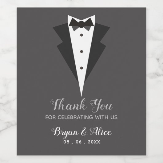 Tuxedo Wine Bottle Labels - Hochzeitsgroom-Trauzeu Weinetikett (Einzelnes Label)