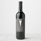 Tuxedo Wine Bottle Labels - Hochzeitsgroom-Trauzeu Weinetikett (Vorderseite)