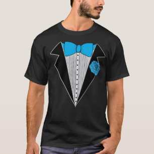 Tuxedoart-Shirt blaues Bowtie u. blaue Blume T-Shirt