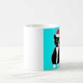 Tuxedokatze in der Weihnachtshut-Tasse Kaffeetasse (Mittel)