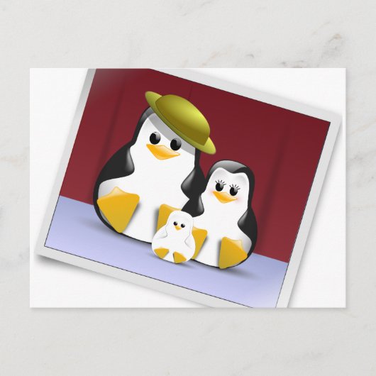 Tuxenfamilie Postkarte (Vorderseite)
