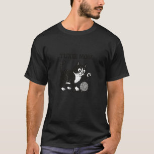 Tuxie Mom Club Schwarz-Weiß-Katze mit Garn T-Shirt