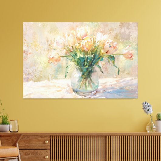 *~* TV2 Blush TULIPS Stretched Canvas Print Leinwanddruck (Insitu (Wohnzimmer))