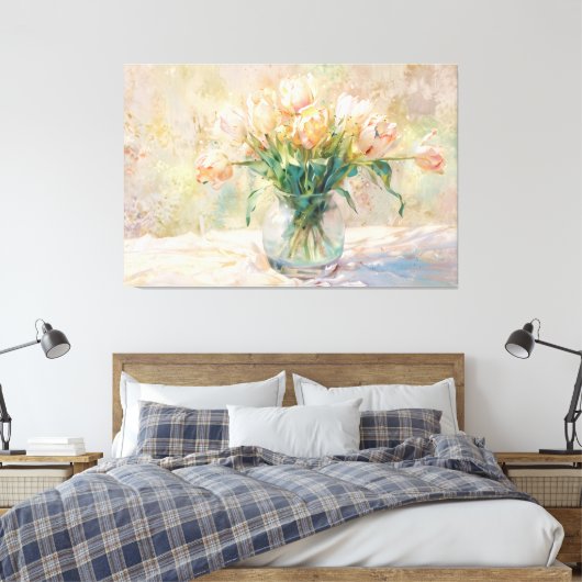 *~* TV2 Blush TULIPS Stretched Canvas Print Leinwanddruck (Insitu (Schlafzimmer))