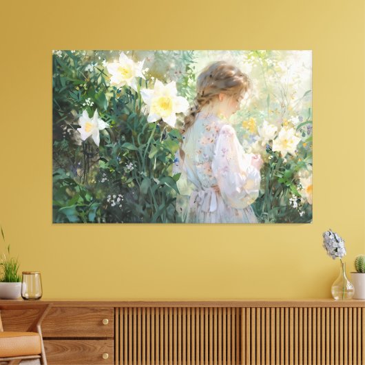 *~* TV2 Fantasy Daffodien Stretched Canvas Print Leinwanddruck (Insitu (Wohnzimmer))