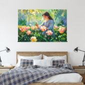 *~* TV2 Garden Tulips Girl Stretched Canvas Print Leinwanddruck (Insitu (Schlafzimmer))