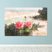 *~* TV2 Pink Beach Rose Stretched Canvas Print Leinwanddruck (Insitu (Holzboden))