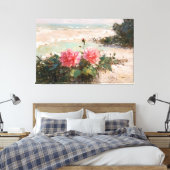 *~* TV2 Pink Beach Rose Stretched Canvas Print Leinwanddruck (Insitu (Schlafzimmer))