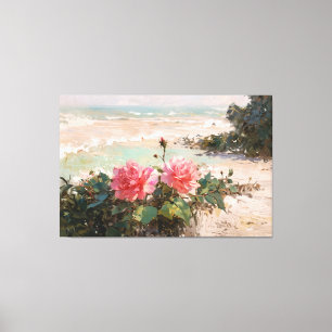 *~* TV2 Pink Beachrosen auf Stretch Canvas gedruck Leinwanddruck