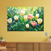 *~* TV2 Rote weiße Tulpen Stretched Canvas Print Leinwanddruck (Insitu (Wohnzimmer))