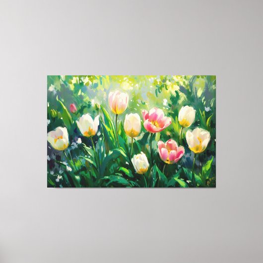 *~* TV2 Rote weiße Tulpen Stretched Canvas Print Leinwanddruck (Vorderseite)