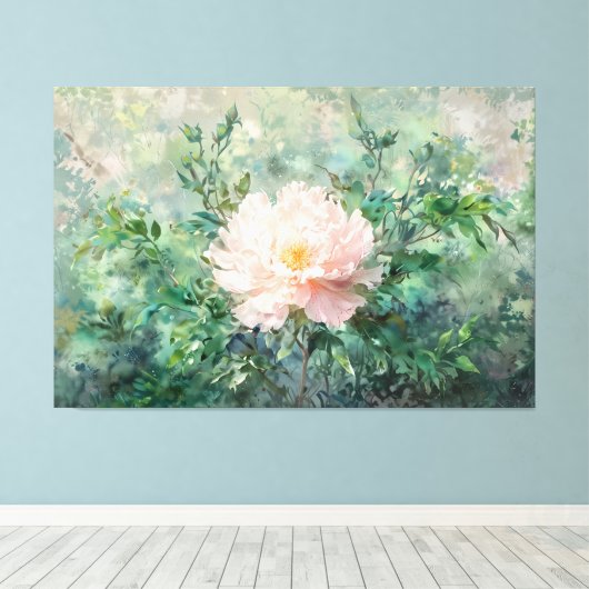 *~* TV2 Single Peony Stretched Canvas Print Leinwanddruck (Insitu (Holzboden))