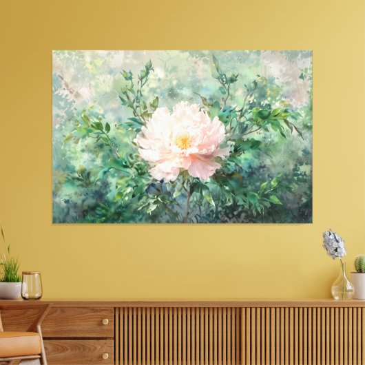 *~* TV2 Single Peony Stretched Canvas Print Leinwanddruck (Insitu (Wohnzimmer))