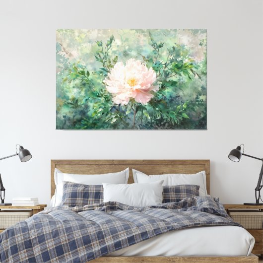 *~* TV2 Single Peony Stretched Canvas Print Leinwanddruck (Insitu (Schlafzimmer))