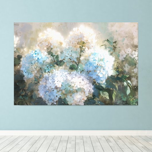 *~* TV2 Soft Blue Hydrangea Canvas Print Leinwanddruck (Insitu (Holzboden))