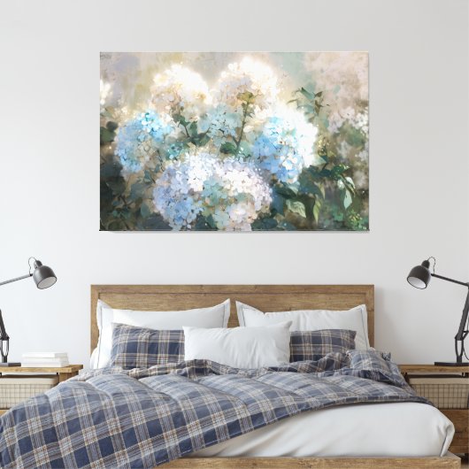 *~* TV2 Soft Blue Hydrangea Canvas Print Leinwanddruck (Insitu (Schlafzimmer))