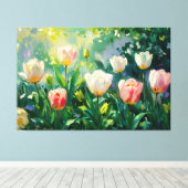*~* TV2 Spring TULIPS Stretched Canvas Print Leinwanddruck (Insitu (Holzboden))