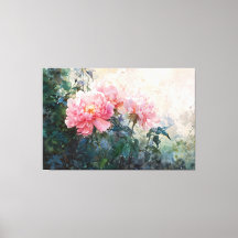 *~* TV2 Vintage Malerei Art Aquarell Pink Peony