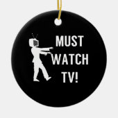 TV Addict Funny Zombie Keramik Ornament (Vorne)