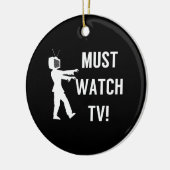TV Addict Funny Zombie Keramik Ornament (Links)