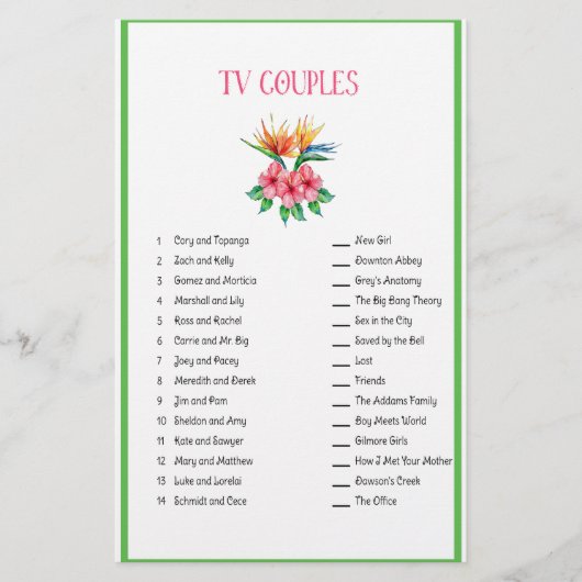 TV Couple Matching Tropical Brautparty Briefpapier (Vorderseite)