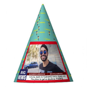 TV News Mens Funny 50. Geburtstag 40. 60. Partyhütchen
