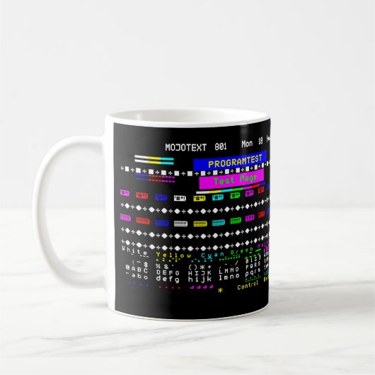 Tv Nostalgia 1980er Teletext-Testseite Kaffeetasse (Links)
