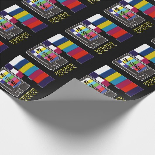 TV-Prüfkarte Keine Signal-Vaporwave Geschenkpapier (Ecke)