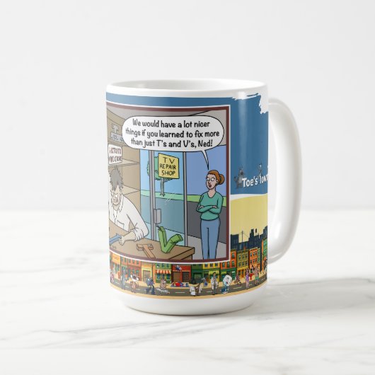 TV Repairman | Absurd Wordplay Humor Classic Kaffeetasse (VorderseiteRechts)