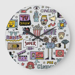 TV Serie Doodles: Funny Vintages Set. Große Wanduhr