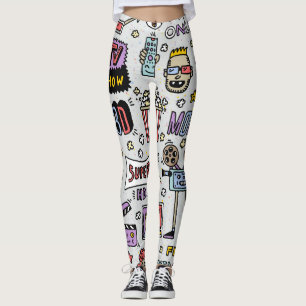 TV Serie Doodles: Funny Vintages Set. Leggings