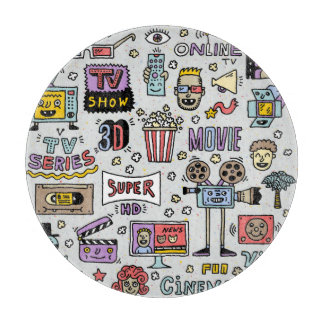 TV Serie Doodles: Funny Vintages Set. Schneidebrett