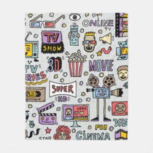 TV-Shows, Serien und Filme Lustige Doodle-Retrovin Fleecedecke