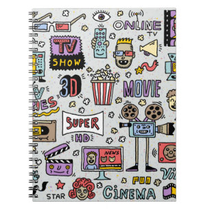 TV-Shows, Serien und Filme Lustige Doodle-Retrovin Notizblock
