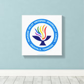TVUUC Chalice Logo Medium Blue Circle Leinwanddruck (Insitu (Holzboden))