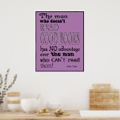 Twain's Read Good Books Quote Poster in Lila (Küche)