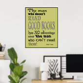 Twain's Read Good Books Quote Poster in Mustard (Heimbüro)