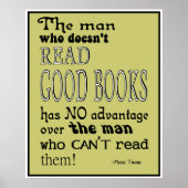 Twain's Read Good Books Quote Poster in Mustard (Vorne)