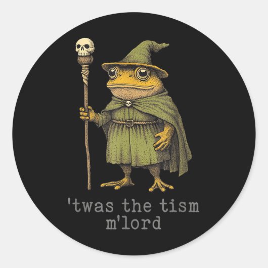 Twas The Tism Mlord Funny Wizard Frog Witch Runder Aufkleber (Vorderseite)
