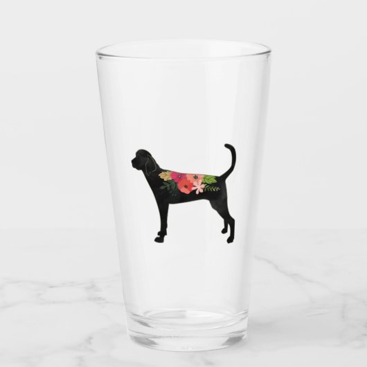 TWC Dog Breed Boho Foral Silhouette Glass Glas (Vorderseite)