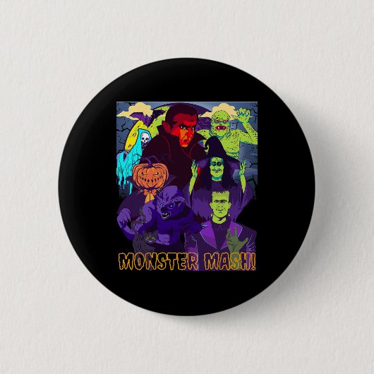 Twear T-Shirts Monster-Mash-Halloween-Kostümspass Button (Vorderseite)