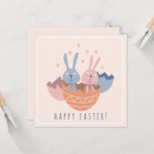 Twee paashaasjes in een eierdop. karte (Vorderseite/Rückseite Beispiel)