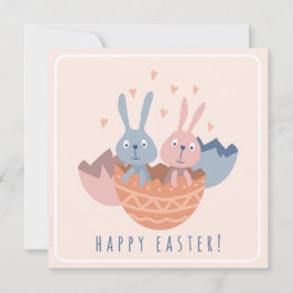 Twee paashaasjes in een eierdop. karte