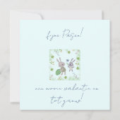 Twee paashaasjes met ei en bloem. karte (Rückseite)