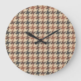 Tweed-Gänsefuß-Vintage-Muster Große Wanduhr