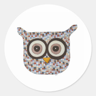 Tweed Owl Classic Round Sticker