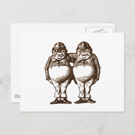 Tweedle Dee & Tweedle Dum Sepia Postkarte (Vorne/Hinten)