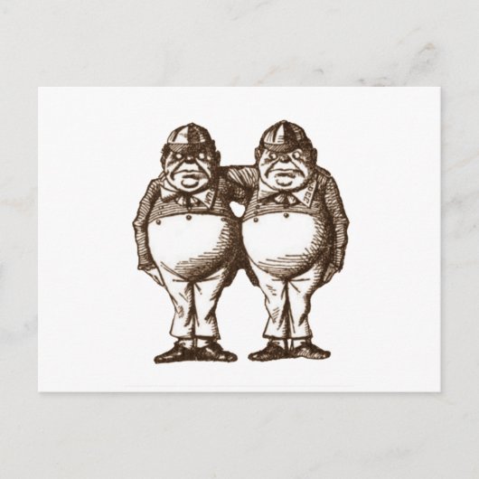 Tweedle Dee & Tweedle Dum Sepia Postkarte (Vorderseite)